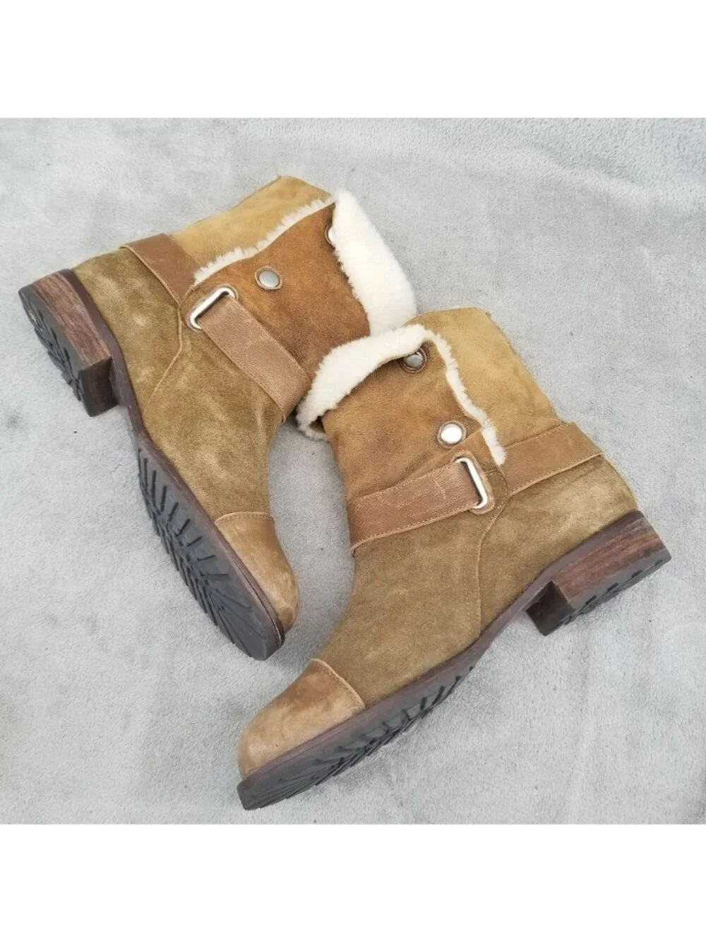 Matt Bernson Shoes Womens Size 8.5 Brown Suede Shearling Tundra Boots *Read*